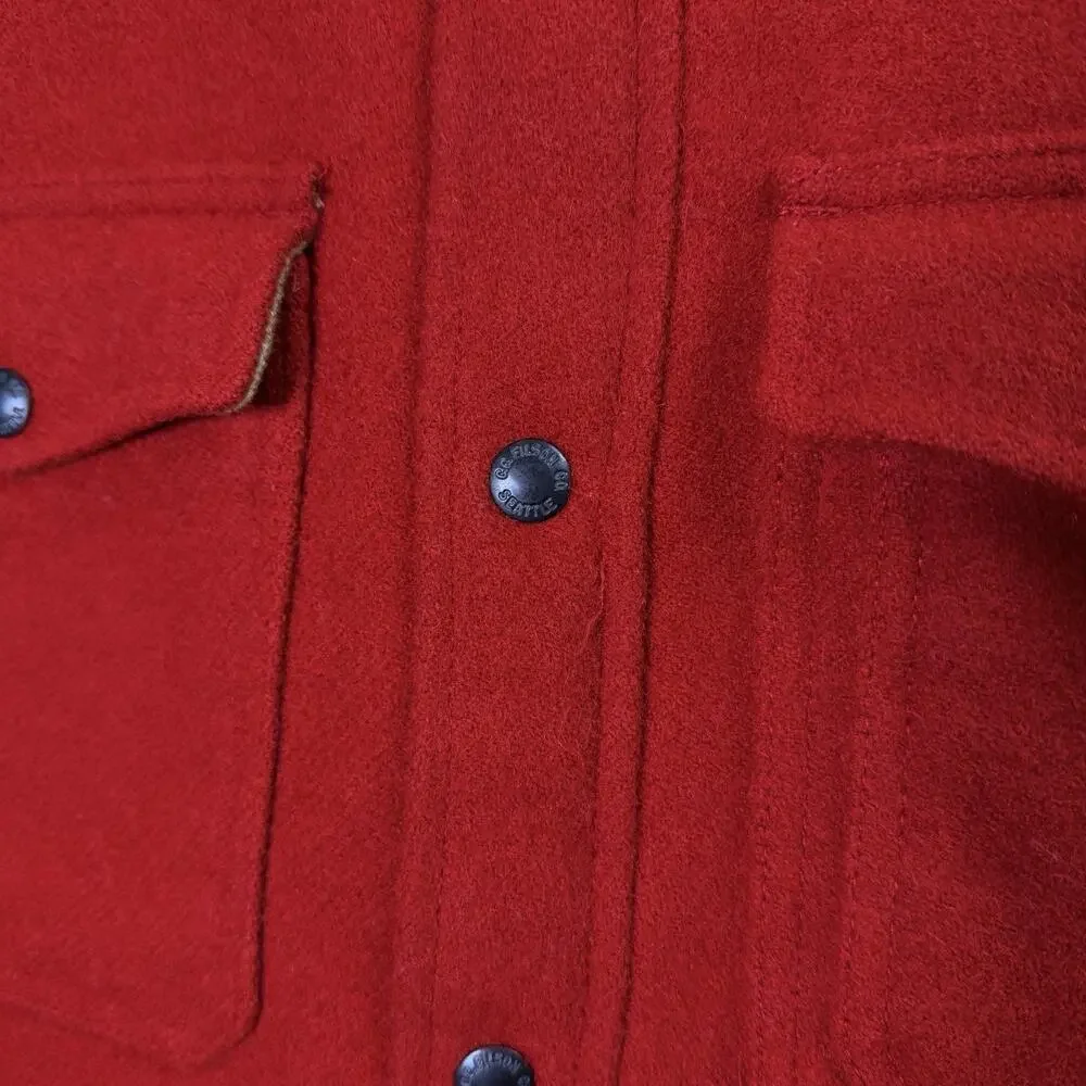 Filson Wool Lined Jacket Jac-SHirt Men's Medium Red Oak Barn Coat Chore Buttoned - Picture 7 of 16